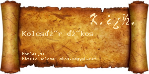 Kolcsár Ákos névjegykártya